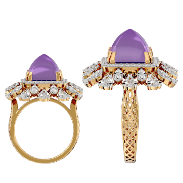 An additional view of the Glorious Amethyst Diamond Ring