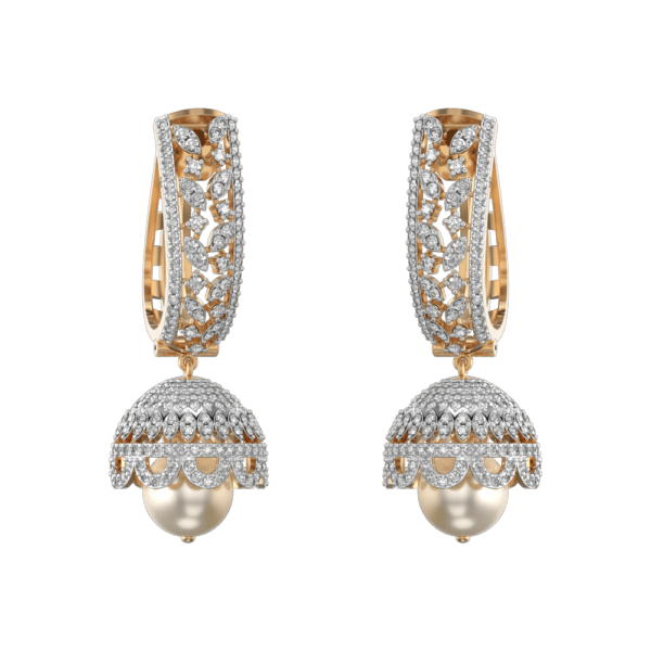 Glorious Enchantments Jhumka Diamond Earrings made from VVS EF diamond quality with 3.51 carat diamonds
