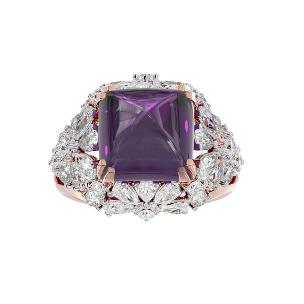 View of the Pulchritudinous Purple Diamond Ring in close up