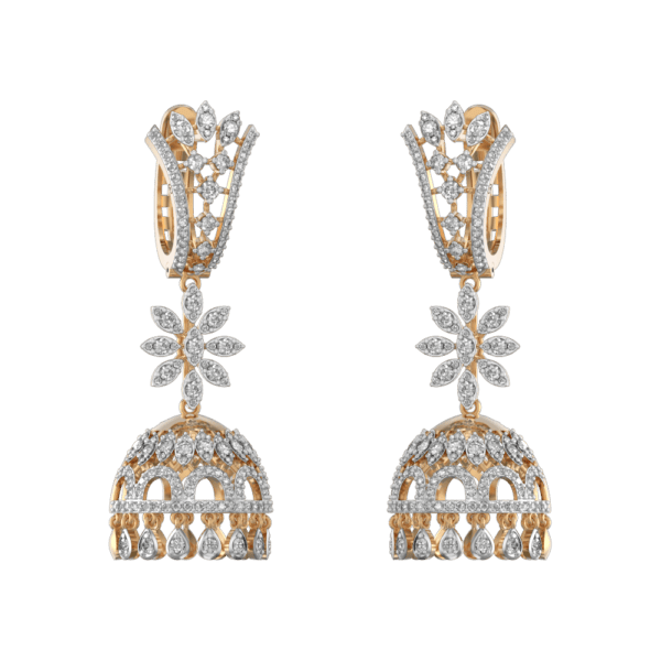 Splendid Beauty Jhumka Diamond Earrings made from VVS EF diamond quality with 3.49 carat diamonds
