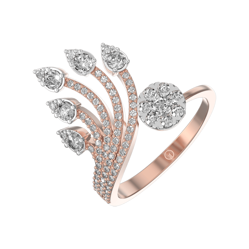 Buy quality 18kt / 750 rose gold floral designed micro set diamond ladies  ring 9lr1 in Pune