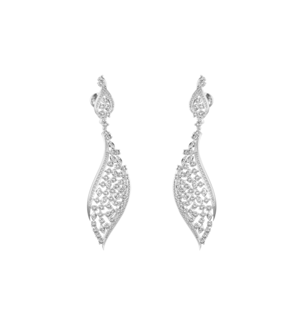 A pair of suave secrets chandelier diamond earrings.