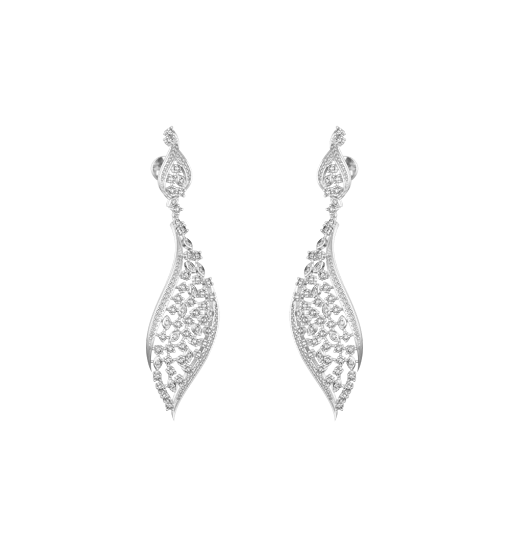 A pair of suave secrets chandelier diamond earrings.