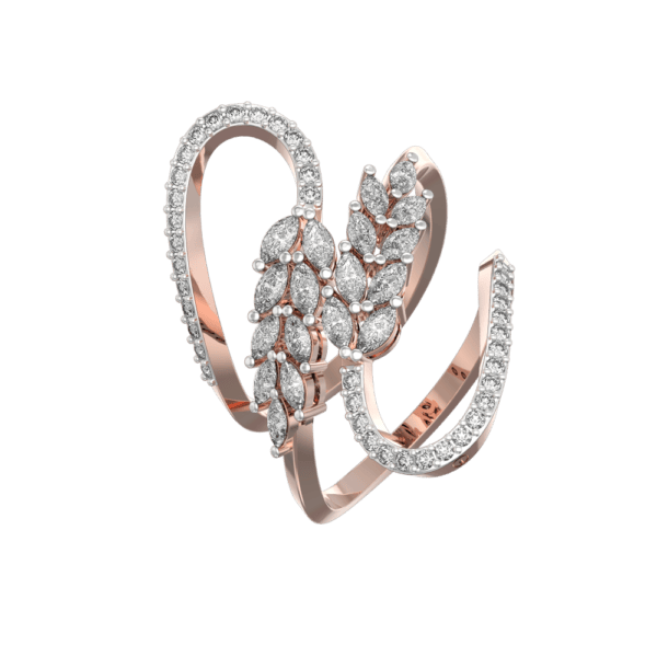 The twining tendrils diamond ring in pretty rose gold.