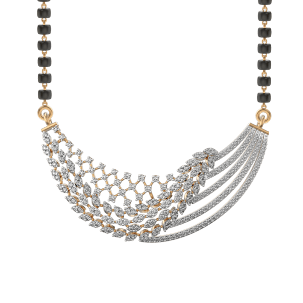 View of the Waves Of Shimmer Diamond Mangalsutra in close up