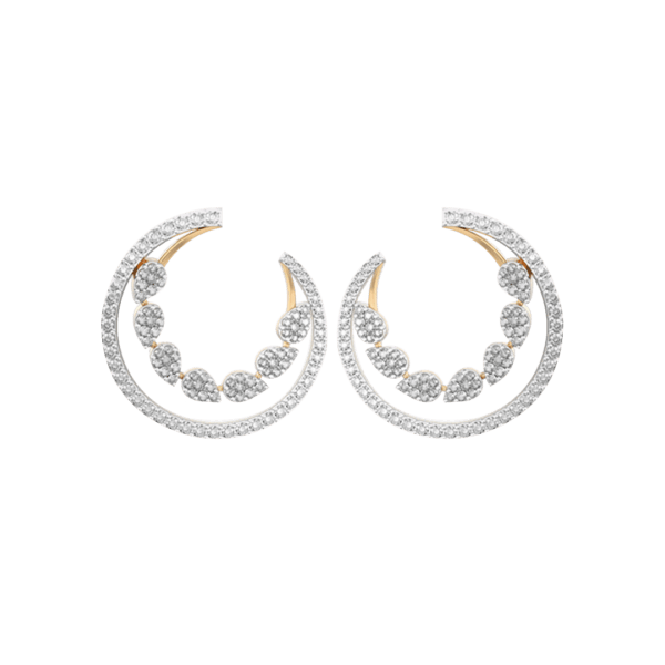 View of the Crescent Charmer Diamond Earrings in close up