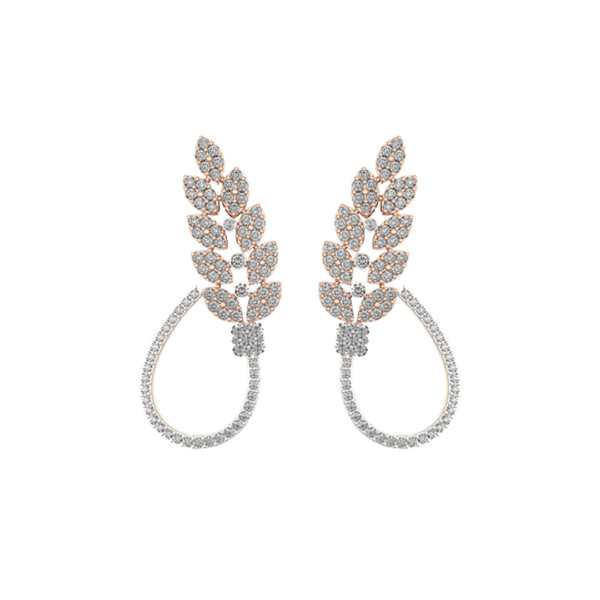 View of the Phenomenal Petiole Diamond Earrings in close up