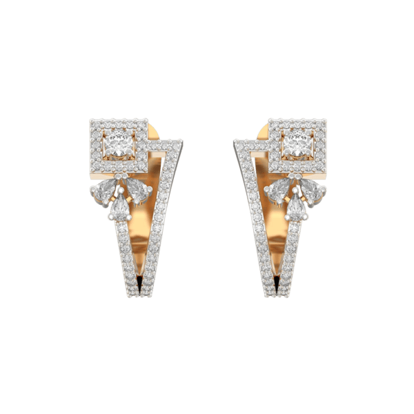 An additional view of the Sensous Angles Diamond Earrings