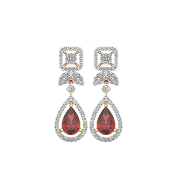View of the Soulful Scarlet Diamond Earrings in close up