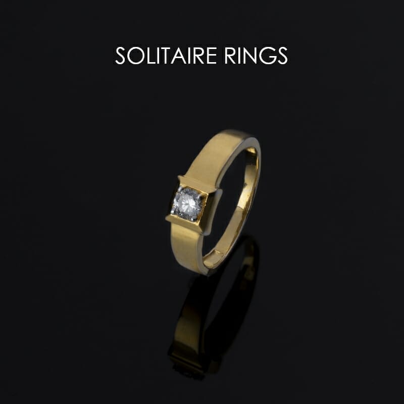 Majestic yellow gold ring with a solitaire diamond for men from the Pache collection.