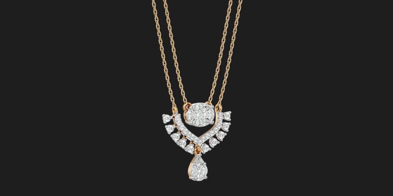 A splendid Blooming Sol Diamond Pendant - layered necklaces with solitaire diamonds in 18kt gold from Khwaahish.